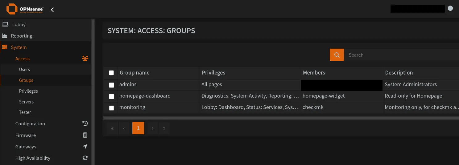 Adding a user group in OPNsense